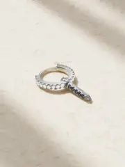 [MARIA TASH] MARIA TASH - Eternity Bar 6.5mm 18-karat White Gold, Diamond And Sapphire Single Hoop Earring - Silver - One size One size Silver