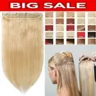 One Piece Clip In Remy 100% Human Hair Extensions Half Full Head Balayage Blonde