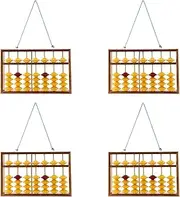 Binxind 4X 7 Column Non-Slip Hanging Wooden Abacus Chinese Soroban Educational Tool Mathmetic Calculator for Student Teacher
