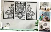 Large Lotus Flower Metal Wall Art 3-piece Set, Religion Faith Mandala Home