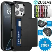 For iPhone 16e 16 15 14 13 12 11 Pro Max Plus Case Wallet Card Holder Shockproof