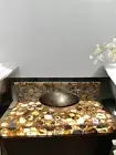 24"x15" Brown Agate Rectangle Dining Kitchen Slab Table Modern Bar Console Desk