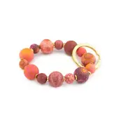 NEW JILZARAH Handmade Clay Beads SAVANNAH RED ORANGE 15mm SMALL Wrist Keychain