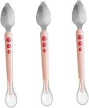 MUCKLILY 3pcs Fruit Scraper Feeding Supplies Soup Spoons Food Feeder Fruit Spoon Citrus Spoon Drink Spoons Spoon to Feed 304 Stainless Steel Liquid Silicone