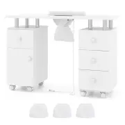 CostwayManicure Table Nail Desk with Electric Dust Collector 3 Dust Bags-White