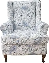 Wing Chair Slipcovers 2 Pieces Stretch Spandex Wingback Chair Covers Sofa Slipcover Printing Wingback Armchair Slipcovers Furniture Protector Couch Soft with Elastic Bottom for Wingback Chairs, D