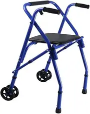 Walker,Walking Frame 2 Wheel Lightweight Folding Rollator Walker with Padded Seat for Elderly Seniors Disabled Handicapped Little Surprise