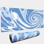 Fluid Pattern XXL Mouse Pad,Thicken Waterproof Baby Blue Swirl Large Gaming Mousepad with Stitched Edge,Mouse Computer Desk Accessories,Non-Slip Base Mouse Keyboard Mat 31.5X15.7X0.16inch