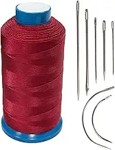 Haobase Bonded Nylon Sewing Thread 1500 Yard T70#69 for Leather, Bag, Shoes, Canvas, Upholstery with Sewing Needles Kit (Red)
