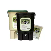 Bokashi Compost Bin Two Bin Set - 1 x Tan/Green, 1x Black, 1 x 2L Bokashi grain