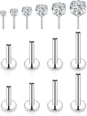 [Lcolyoli] Medusa Piercing Jewelry Stainless Steel Labret Jewelry Monroe Lip Rings Different Size Tragus Nail Conch Cartilage Helix Earring Stud Bar Length 6mm 7mm 8mm 10mm