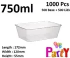 750ml 500 Base + Lids Rectangle Take Away Containers TAKEAWAY Food SYDNEY ONLY