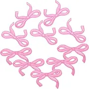 Angoily 10pcs Cute Pink Bow Iron Patches Charming Embroidered Appliques for Clothing Jackets Pants Backpacks Durable Embellishments for DIY Crafts