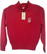 Glenbrae Womens Sz Small SF C.C. Red 100% Lambs Wool 1/4 Zip Sweater (U13) NWTs
