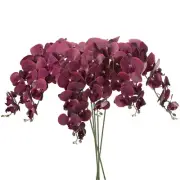 6Pcs 41" 9 Heads Artificial Orchid Stems Faux Phalaenopsis, Purple Red