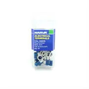 Narva 4mm / 6.3mm (1/4") Blue Flared Vinyl Insulated Ring Terminal (Eye Terminal) - 20 Pack