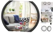 12" Matte Black Round Convex Mirror, Small Circle Wall Mirror with Thick Metal