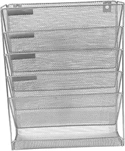 HAPINARY File Rack Wall Hanging File Wall Bookshelf Hanging Wall File Mail Organizer Wall Mount Revue Wall Storage Wire Portable Boxes Newspaper Envelope Locker Folder Magazine Metal Silver