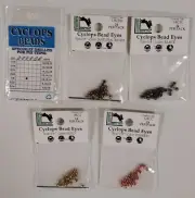 Hareline Cyclops Bead Eyes; sz 1/8; 5 packs; Gold, Black, Nickel, Brass, Copper