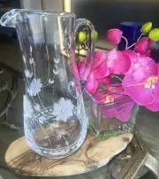 Vintage Crate & Barrel Etched Pitcher