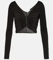 [Rabanne] Rabanne Embellished crop top AU 16 black