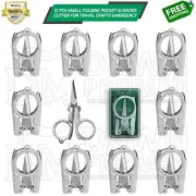 12 Pcs Small Folding Pocket Scissors Set Sharp Cutter Crafts Sewing German Grade