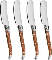VANRA Butter Spreader Knife Set 4-Piece Stainless Steel Cheese Knife Set Small with Rose Wood Handle for Sandwich Jam Bread Cream Canape Appetizer Knives Spatula 6.2-inch