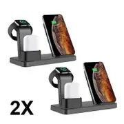 2pcs 3 in 1 QI Wireless Charging Station Apple Watch iPhone AirPods Dock Stand