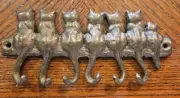 Vintage Brass Cats On Log 6 Hooks Home Decor Keys Hanger Measures 7x3 - Read