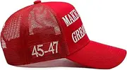 [Aeonda] Donald Trump 2024 45-47 MAGA Hat Make America Great Again Slogan with USA Flag Adjustable Baseball Cap Mesh-Back Cap