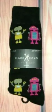 MENS MARC ECKO ROBOT BLACK CREW SOCKS (SHOE SIZE 6-12)