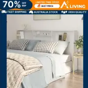 Headboard Cabinet White 200x19x103.5 cm Modern Bedroom Furniture Storage U 11889