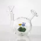 Mini Ball Mushroom Clear Glass Bong Pyrex Water Pipe Bubbler Hookahs W/Bowl