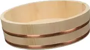 LCSVCCXA Wooden Sushi Rice Bowl, Rice Bucket, Sturdy Round Mixing Container, Rice Mixing Tub for Korean Bibimbap Home Restaurant Table, 27x7.5cm