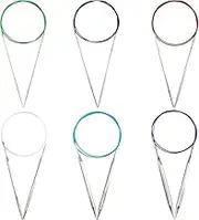 6Pcs 80cm Circular Knitting Needles Set,6 Sizes Stainless Steel Knitting Needles,Knitting Needles Round with Cable,Long & Smooth Metal Round Needles,Size 2.25mm 3.25mm 4mm 5mm 7mm 9mm