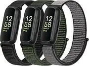 Puhuite Nylon Bands Compatible for Fitbit Inspire 3/Inspire 2/Inspire/Inspire HR/Ace 3/Ace 2 Bands, Breathable Sport Replacement Straps Soft Adjustable Solo Loop Nylon Wristband for Women Men Kids
