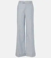 [Brunello Cucinelli] Brunello Cucinelli Linen and cotton-blend wide-leg pants AU 6 blue