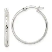 Sterling Silver Polished And Diamond-Cut Circle Hoop Earrings