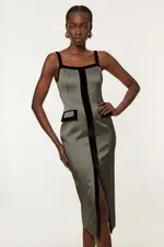 Tall Geo Jacquard Velvet Mix Tailored Strappy Maxi Dress