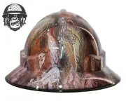Custom Hydrographic Safety Hard Hat INDIGENOUS WALL ART PRO CHOICE WIDE BRIM