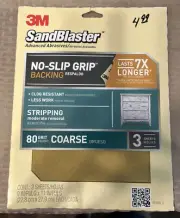 3M SandBlaster Sandpaper Advanced Abrasives 80 Grit Coarse 3 Sheets 9” x 11”