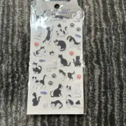Tuxedo Cat Felt Sticker Sheet Cute Fuzzy Black And White Kitty Junk Journal New