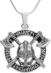 [Treasure Bay] TreasureBay Unique Sterling Silver Armour and Axe Pendant with Chain for Men