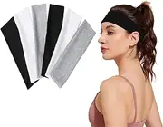 6Pcs Non Slip Soft Sports Thin Cotton Headbands Fashion Hair Wraps,Stretch Elastic Yoga Soft Stretchy Sports Fashion Headbands,Sports Headband Elastic Hair Bands