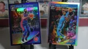Lot 2 Andre Drummond Blue Holo Prizm 2018-19 Optic #150 + Paul George #117