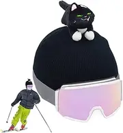 Snowboard Helmet Cover, Cute Washable Ski Helmet Cover Cat Design, Men's Skullies Beanies, Women's Balaclavas for Chinese New Year, Valentine's Day, Black