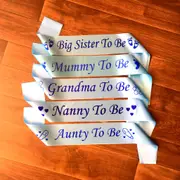 Blue Baby Shower Gender Reveal Maternity Sash