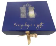 Large Navy Blue Gift Boxes with Gold Ribbon
