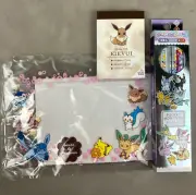 3pc Pokémon Center Eevee Evolutions Notepad Pencil Zipper Bag Stationary Lot