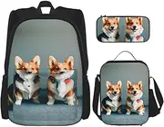Wearing Clothes Cute Corgi Dogs Print Travel Bag Adjustable Shoulder Straps Lunch Bag Pencil Case Large Capacity Bag, Black, One Size